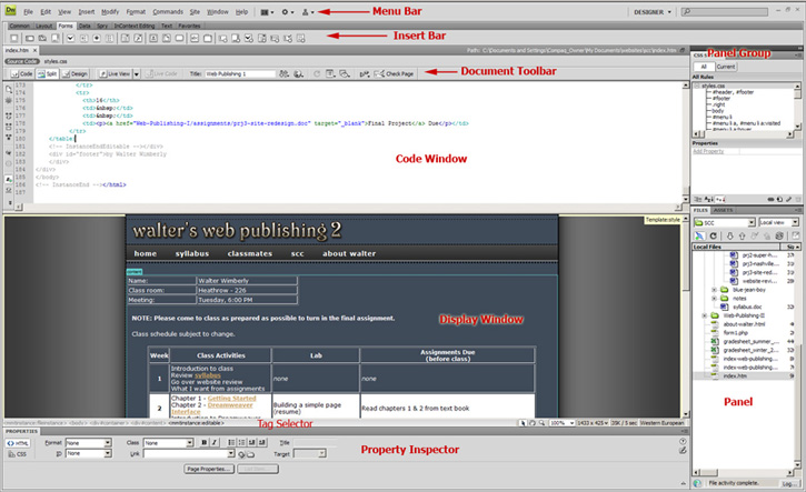 Dreamweaver Interface